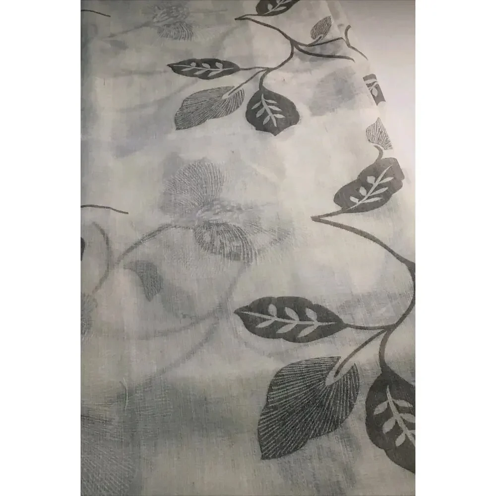MRTREES Sheer Embroidered Leaves Rod Pocket Living Room Curtains 78 X 63 Taupe